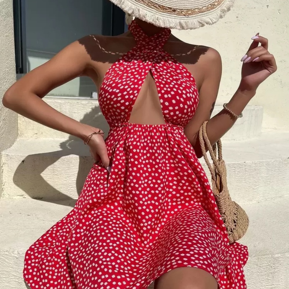 Red Polka Dot Halter Dress